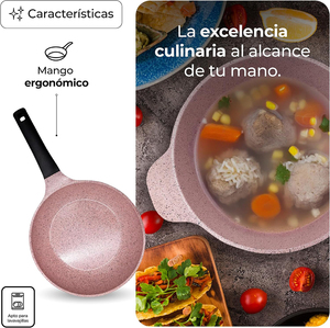 Juego de Ollas y Sartenes Modernas con Revestimiento Cerámico, Asas de Baquelita Suaves al Tacto, Tapas de Vidrio Transparente, Juego de Utensilios de Cocina de Aleación de Aluminio Fundido para Gas - Product Image 5