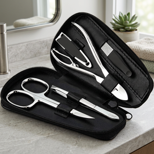 Factory Direct Stainless Steel 6-in-1 Manicure Set 9 Pcs Professional Pedicure Tools Nail Clipper Set with Color Box - Product Image 2