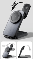 Cargador inalámbrico plegable de 15W 4 en 1 multifunción con luz ambiental suave para iPhone airpod iwatch inalámbrico