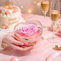 Kotak Hadiah Perhiasan Mawar Awet Bentuk Hati, Kemasan Bunga Abadi untuk Hari Valentine, Hari Ibu, Ulang Tahun