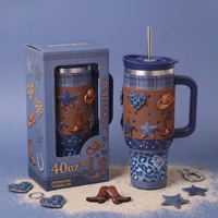Nouveau Gobelet Isotherme en Acier Inoxydable à Double Paroi de 40 oz avec Poignée, Sans BPA, Design Mignon, Portable, Boîte Cadeau de Voyage 2026