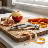 Multifunctionele roestvrijstalen messenset voor fruit, groenten en aardappelen, makkelijk schoon te maken, draagbaar ontwerp