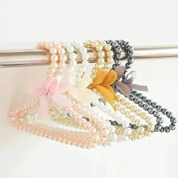 Commercio all'ingrosso Luxurly Women Plastic antiscivolo Pearl Beaded Clothes Hanger per bambini Baby kid Shop