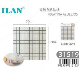 Adesivi per Piastrelle Autoadesivi Ilan 30x30cm, Motivo a Griglia per Decorazione Cucina e Bagno - Product Image 1