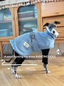 Denim Chest Bag Cape Dog Clothes <strong>Fleece</strong> Lined Warm <strong>Greyhound</strong> Whippet Outfit Stylish Pet Casual All Seasons - Product Image 6
