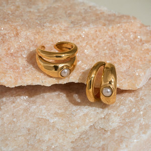 Modernos Aretes de Diseño Sin Deslustre, Chapados en Oro PVD de 14k y 18k, Acero Inoxidable 316l, Joyería Fina de la Marca CC, Sin Perforación, para Mujer - Product Image 4