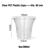 Gobelet en plastique PET transparent à paroi simple de 95 mm et 9 oz avec cuillère, logo imprimé personnalisé, pour crème glacée et friandises glacées
