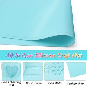 Tapete de Silicona para Manualidades, Tapete de Silicona para Moldeo de Resina, Tapete de Silicona Antiadherente y Antideslizante para Pintar con Vaso de Limpieza - Product Image 4