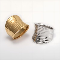 Strukturierter Breiter Edelstahlring in Gold- und Silbertönen, Modischer Statement-Schmuck, Großhandel für Einzelhandel und Dropshipping