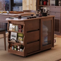 Table à thé mobile moderne et minimaliste en bois, meuble de salon avec théière intégrée, station de thé compacte pour balcon, rangement facile