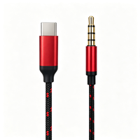 Câble USB C vers Aux avec adaptateur jack mâle plaqué or 3,5 mm, câble audio stéréo tressé en nylon pour diffusion en direct et microphone