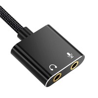 Adaptateur de carte son USB avec câble de convertisseur audio 3.5mm répartiteur AUX externe pour PC portable et PS4 veste en PVC noir et argent
