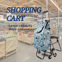 Chariot pliable de caddie de qualité supérieure au design de mode pour supermarché avec siège
