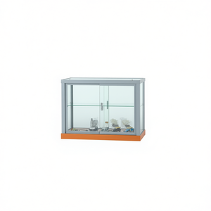 ตู้โชว์เคาน์เตอร์ทันสมัย 71x35x50 ซม. ประตูบานเลื่อนกระจกนิรภัยสีเทาอ่อน ตู้โชว์สำหรับห้องนั่งเล่น - Product Image 2