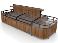Staal houten fruit- en groentepresentatierek, schap, standaard, productenrek, tafel voor supermarkt