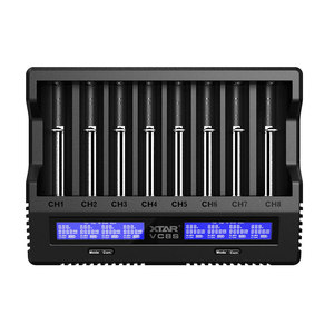 XTAR VC8S 8 ranuras 3,7 V cargador de batería de iones de litio 14500 16340 21700 26650 <span class=keywords><strong>18650</strong></span> cargador de batería de celda 3A