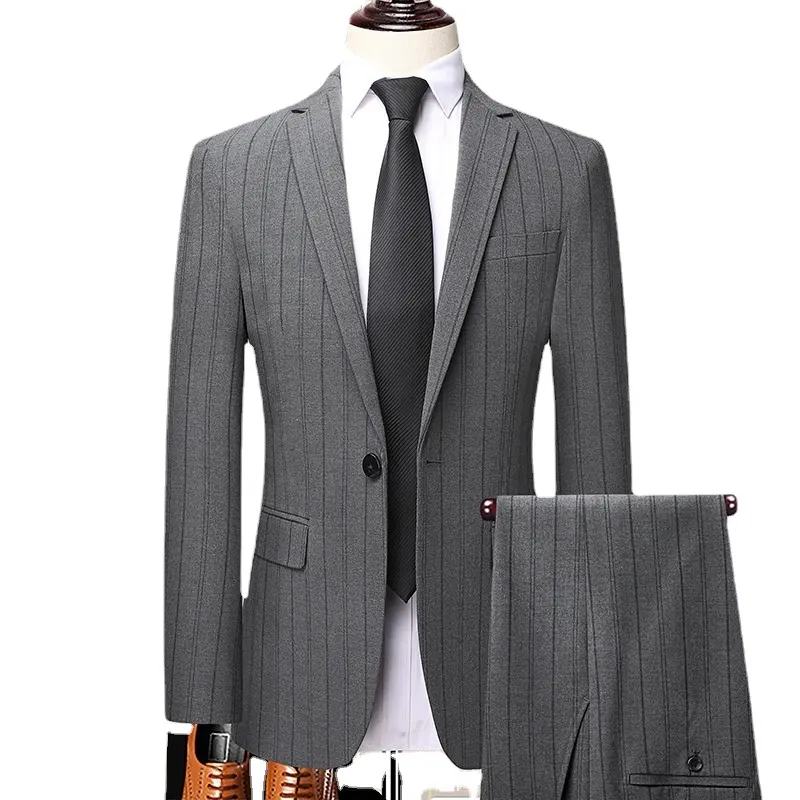 2024 Kostüm gestreifte Anzüge Sets Slim Fit Männer Business elegante Freizeit 3 Stück Smoking Mantel für Gentleman Blazer Set Herren anzüge