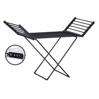 Séchoir à Linge Électrique Pliable avec Contrôleur de Température et Minuterie, Séchoir à Vêtements Électrique Portable Ailé pour Balcon