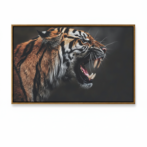 ภาพพิมพ์บนผ้าใบลายเสือคำราม: ภาพพิมพ์สัตว์ดุร้ายในป่าที่ดุร้าย พร้อมกรอบสีทอง - Product Image 2