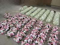 Guirlande de fleurs en soie et plastique rose, style vintage, moderne, simple, pour décoration de mariage et de maison, chemin de table personnalisable