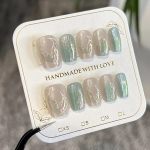 <span class=keywords><strong>Uñas</strong></span> Postizas <span class=keywords><strong>Cortas</strong></span> Cuadradas con Diseño de Ojo de Gato, 10 Piezas, Hechas a Mano, Acrílicas Gruesas, para Uso Diario, Surtidas - Product Image 3