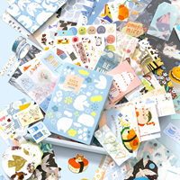 Kit de Scrapbooking SIMNO Estilo Japonés con Diseño Floral y de Gatos, 157 Piezas, con Notas de Flores Diarias y Cinta Washi para Diario, Manualidades y DIY