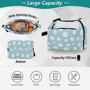 Reusable Daisy Flower Women Insulated <b>Cooler</b> Tote Camping Picnic Double Deck Lunch <b>Cooler</b> <b>Box</b> with Adjustable Shoulder Strap - Product Image 5