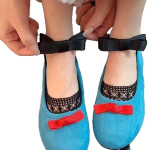 Lace Trimmed Bow Low Cut Invisible <b>Socks</b> Women Breathable Cotton Boat <b>Socks</b> Solid Color <b>Black</b> Beige Youth 18-40 Years Old - Product Image 4
