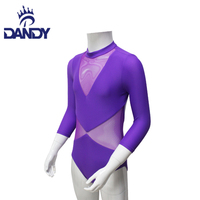 Justaucorps violet en gros Body de ballet avec logo personnalisé Vêtements de compétition de danse pour filles