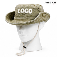 Sombrero de Vaquero de Mezclilla Lavada con Logotipo Personalizado, Ala Ancha, Cierre Lateral con Broches, Sombrero de Pesca y Safari con Cordón, Unisex