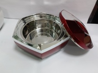 Ensemble élégant de chauffe-plats octogonaux rouge rubis 3 pièces, casseroles isothermes 5L 6L 7L en acier inoxydable, pour réceptions