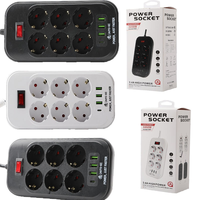 Multiprise anti-surtension UE 6/8/10 prises avec 3 ports USB + Type-C à charge rapide, rallonge 16A