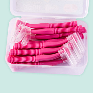 Venta directa de fábrica de cepillos interdentales en forma de L de mango corto, cepillos de dientes para ortodoncia, 20 piezas/caja; OEM personalizado - Product Image 1