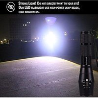 Lampe torche LED XML-T6 zoomable 1000 lumens, indice de protection IP54, fonctions haute/moyenne/basse/stroboscope/SOS, corps en alliage d'aluminium, alimentée par batterie