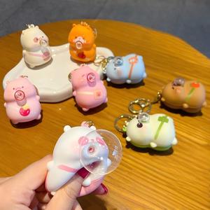 Encantador Llavero Colgante <span class=keywords><strong>de</strong></span> Animales (Mapache Perezoso, Cerdito Hamburguesa, Capibara, Manzana) con Función <span class=keywords><strong>de</strong></span> Soplar Burbujas, Juguete Antiestrés Adorable - Product Image 4