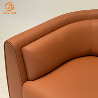 Fauteuil lounge en cuir flanelle de luxe italien avec fauteuil bleu, design moderne, sol plat pour le salon