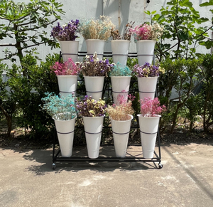 Giá để hoa kim loại hiện đại, nhiều tầng, tùy chỉnh, một mặt, di động, dùng cho cửa hàng hoa - Product Image 3