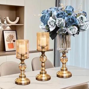 Candelabros de Cristal <span class=keywords><strong>y</strong></span> Metal Dorado de Buena Calidad para Decoración de Mesa de Comedor, Artículos para Fiestas <span class=keywords><strong>y</strong></span> Eventos de Boda, Venta Caliente - Product Image 3