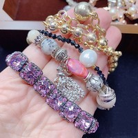 Bracelet en perles de jade et d'agate incrusté de strass et de perles de cristal, collier, bijoux de mode pour femmes