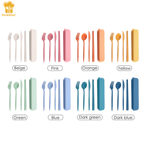Du Lịch Ngoài Trời Đảng 4Pcs Dã Ngoại Tái Sử Dụng Xách Tay Flatware Đũa Nĩa Dao Và Muỗng Nhựa Lúa Mì Dao Kéo <span class=keywords><strong>Set</strong></span> Với Trường Hợp - Product Image 5
