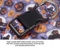 Collier pour chien et chat à thème Halloween avec motifs animaux, décorations chauves-souris et citrouilles, en plastique, nylon et polyester