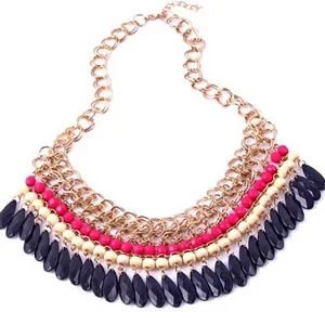 bohemian beads bib choker necklace resin statement necklace jewelry resin costume necklace