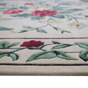 Alfombra de Lana Extra Gruesa Clásica de Lujo con Diseños Florales de Borde Liso, Anudada a Mano, Lavable, para Dormitorios y Uso en Exteriores - Product Image 4