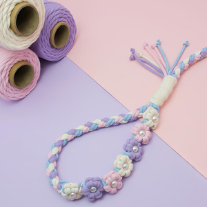 Guinzaglio per cani a fiori in morbido colore primaverile con cinturino intrecciato corda ricamata guinzaglio per cani con decorazione di perle - Product Image 6