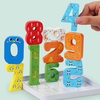 Kotak Puzzle 3D Kayu Balok Bangunan 50 Potong Kartun Lalu Lintas Hewan Bersertifikat CE untuk Bayi Anak Kecil Usia 0-24 Bulan 2-4 Tahun