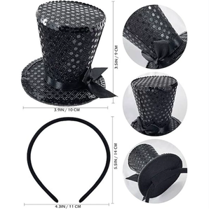 Sombrero tocado Vintage para niños, purpurina exquisita para fiesta de té, disfraz para niños, sombrero de aro de pelo colorido, tocado para <span class=keywords><strong>Halloween</strong></span> - Product Image 6
