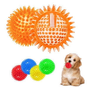 Vendedor caliente Ecológico TPR Durable Bola chirriante Limpieza de dientes Juego de bolas puntiagudas Juguetes para masticar perros - Product Image 1