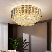 Lampu Plafon LED Kristal K9 Bulat Modern Zeal Lighting, Lampu Chandelier Mewah untuk Ruang Tamu