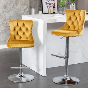 Swivel Velvet Barstools Adjustable Seat Modern Bar <strong>Stools</strong> <strong>with</strong> Backs Comfortable Tufted for Home Pub and <strong>Kitchen</strong> <strong>Island</strong> Set of 2 - Product Image 6