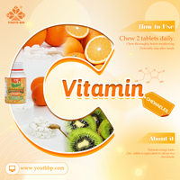 Comprimés à croquer de Vitamine C 500mg, 1000mg par dose, faible en calories, Ascorbate de sodium, Complément alimentaire pour adultes, Disponible